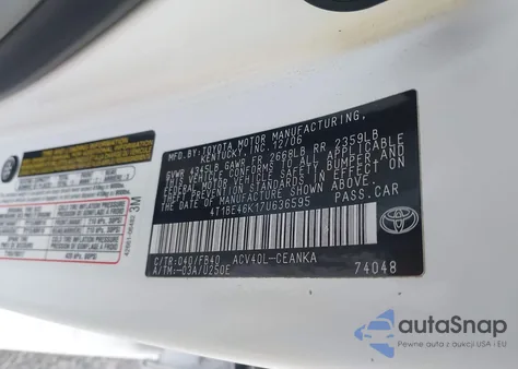 2007 Toyota Camry Ce from USA, damaged, VIN 4T1BE46K17U636595